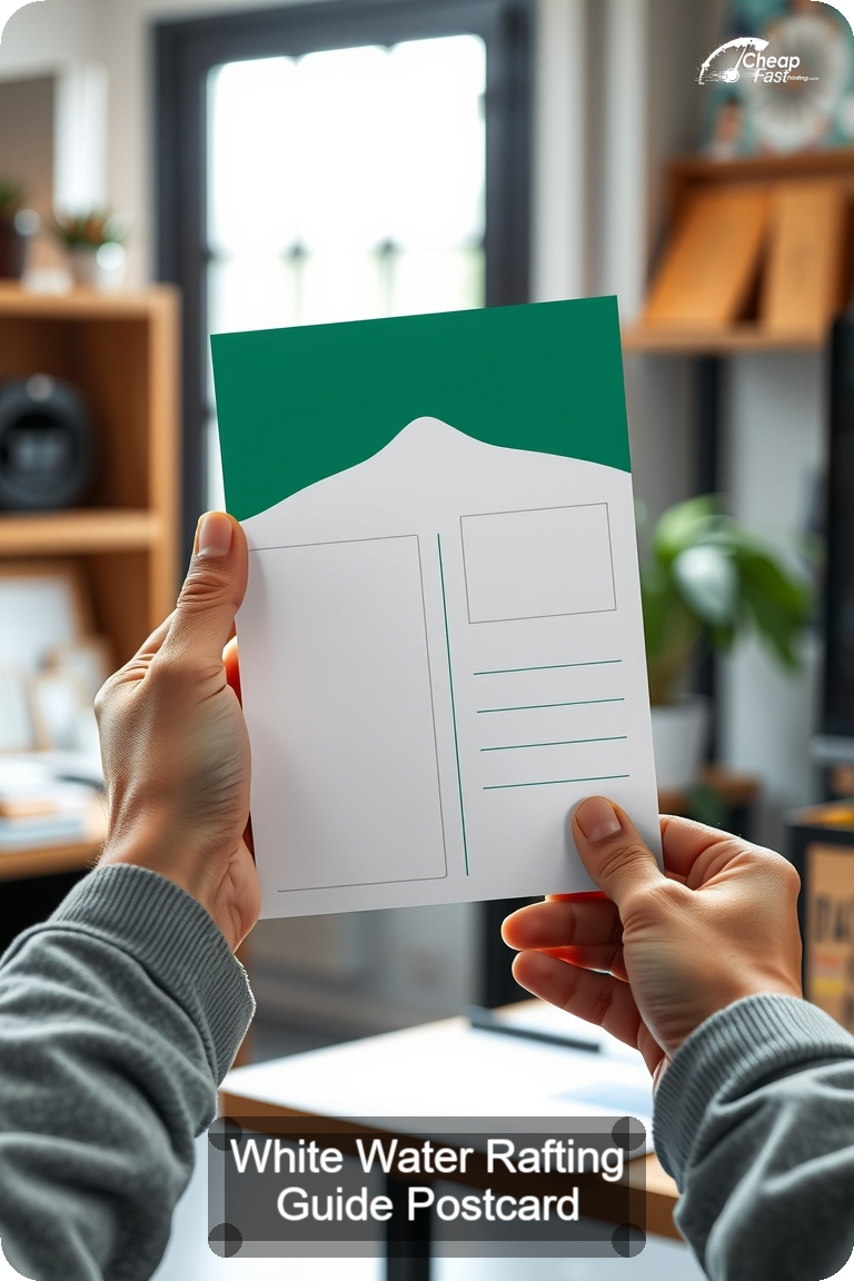 White Water Rafting Guide Postcard Sample 07 · 4.5" x 11" design sample