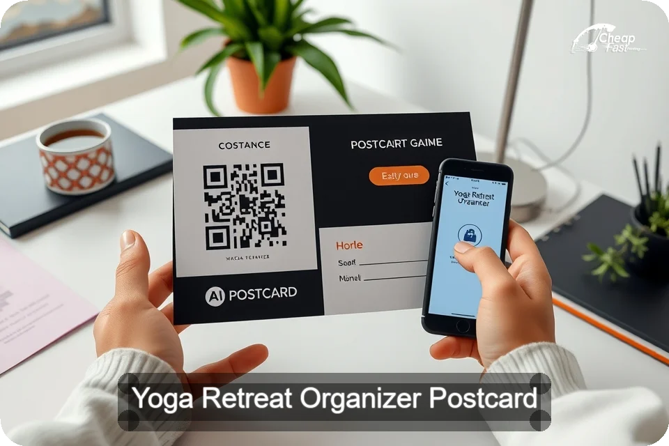 Yoga Retreat Organizer Postcard Sample 02 · 6" x 9" design sample