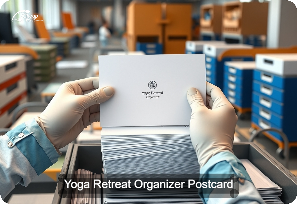 Yoga Retreat Organizer Postcard Sample 03 · 6" x 11" design sample