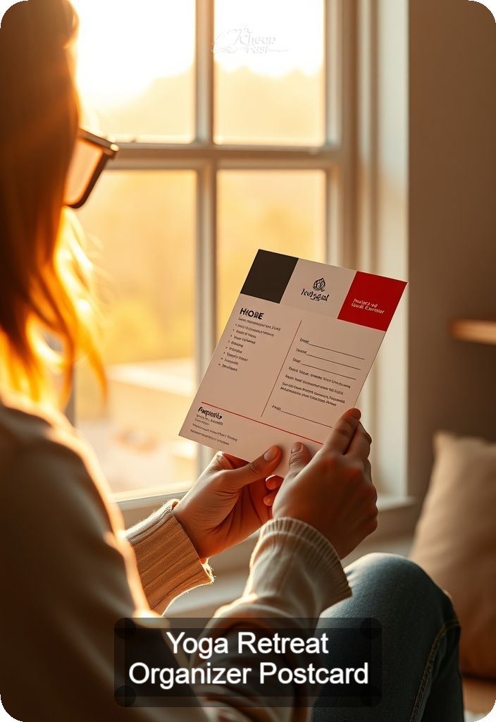 Yoga Retreat Organizer Postcard Sample 07 · 4.5" x 6.5" design sample