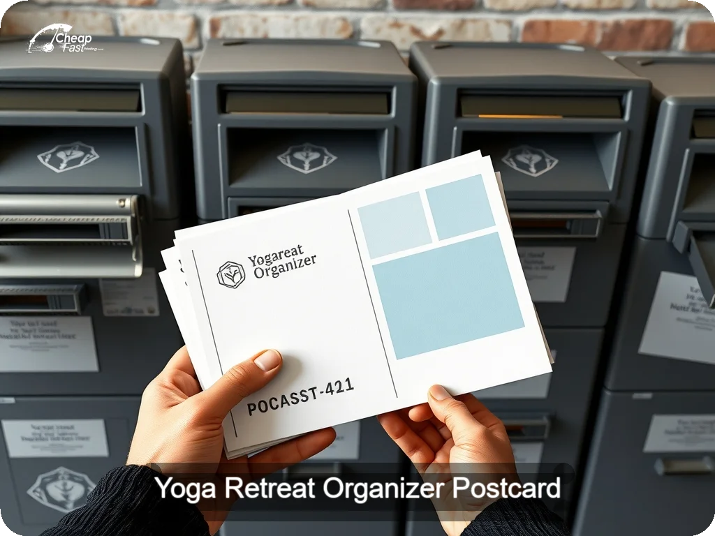 Yoga Retreat Organizer Postcard Sample 08 · 6.5" x 9" design sample