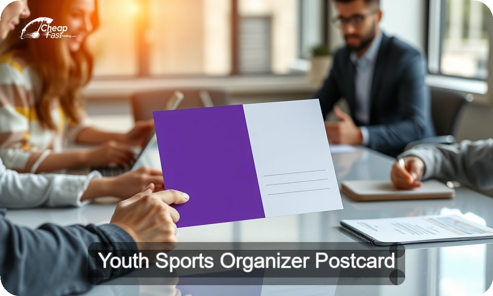 Youth Sports Organizer Postcard Sample 03 · 4" x 9" design sample