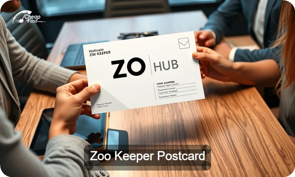 Zoo Keeper Postcard Sample 01 · 4" x 9" design sample