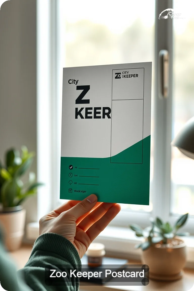 Zoo Keeper Postcard Sample 04 · 4.5" x 11" design sample