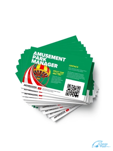 500 Low Priced 3.5x6 24pt Trifecta Green With Velvet Finish Amusement Park Manager Bulk Postcards