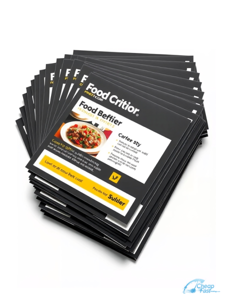 1000 Bargain 3.5x8.5 38pt Trifecta Black With Velvet Finish Food Critic Bulk Postcards
