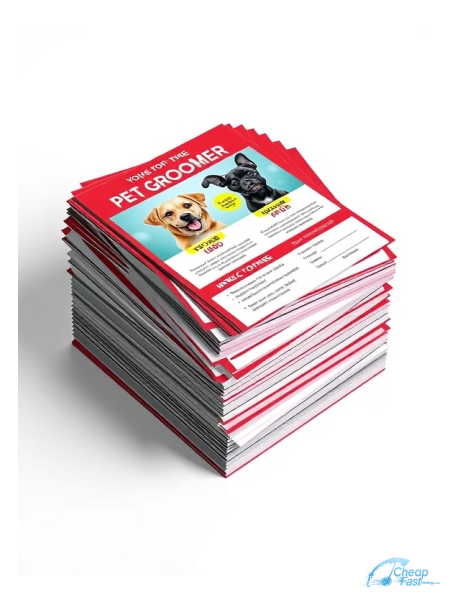 5000 Reduced Price 4.5x4.5 38pt Trifecta Red With Velvet Finish Pet Groomer Bulk Postcards