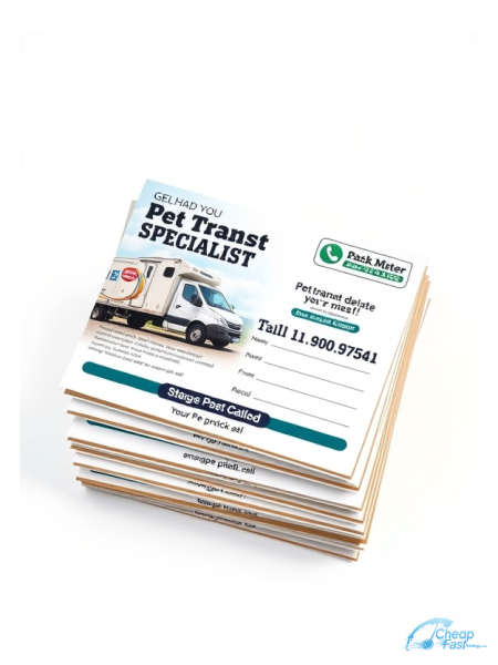 250 Entry Level 4.5x11 13pt Premium Linen Pet Transport Specialist Bulk Postcards