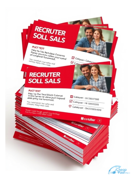 5000 Cost Effective 2.75x8.5 38pt Trifecta Red With Velvet Finish Recruiter Headhunter Bulk Postcards