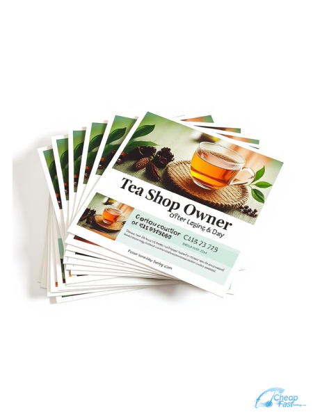 250 Entry Level 3.5x8.5 13pt Premium Linen Tea Shop Owner Bulk Postcards