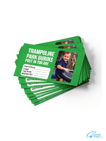 500 Rush 4.25x11 24pt Trifecta Green With Velvet Finish Trampoline Park Manager Bulk Postcards