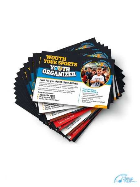 1000 Low Cost 4.5x6.5 38pt Trifecta Black With Velvet Finish Youth Sports Organizer Bulk Postcards