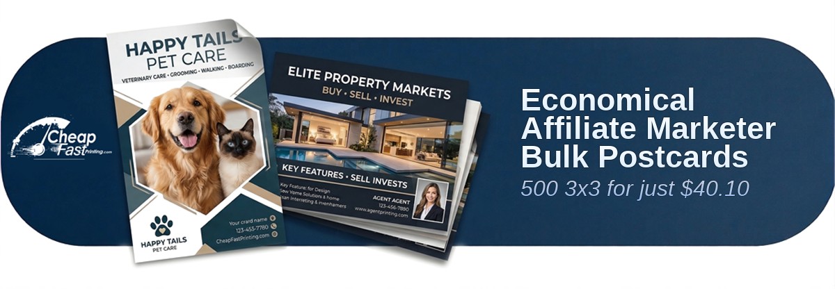 500 Economical 3x3 14pt Gloss Affiliate Marketer Bulk Postcards