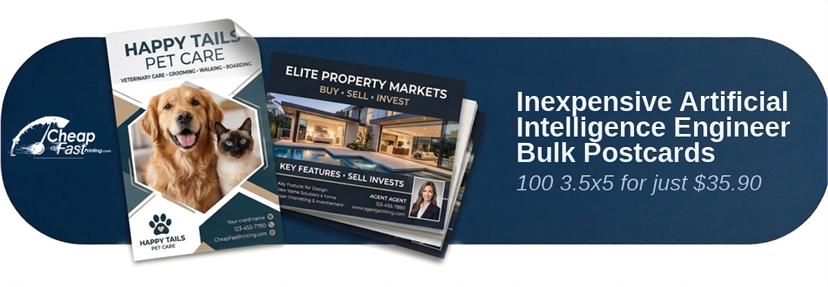 100 Inexpensive 3.5x5 18pt Ultra Premium Pearl Artificial Intelligence Engineer Bulk Postcards