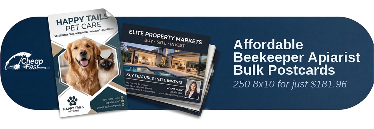 250 Affordable 8x10 18pt Ultra Premium Smooth White Beekeeper Apiarist Bulk Postcards