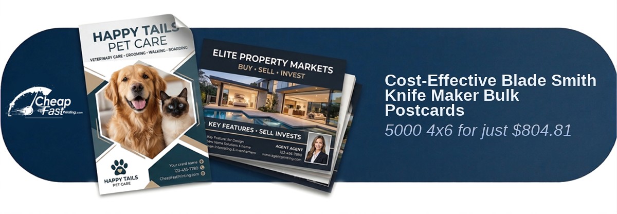 5000 Cost Effective 4x6 38pt Trifecta Red With Velvet Finish Blade Smith Knife Maker Bulk Postcards