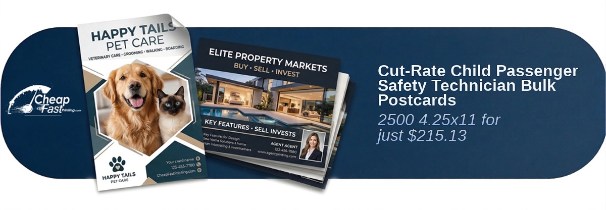 2500 Cut Rate 4.25x11 16pt Premium Matte Child Passenger Safety Technician Bulk Postcards