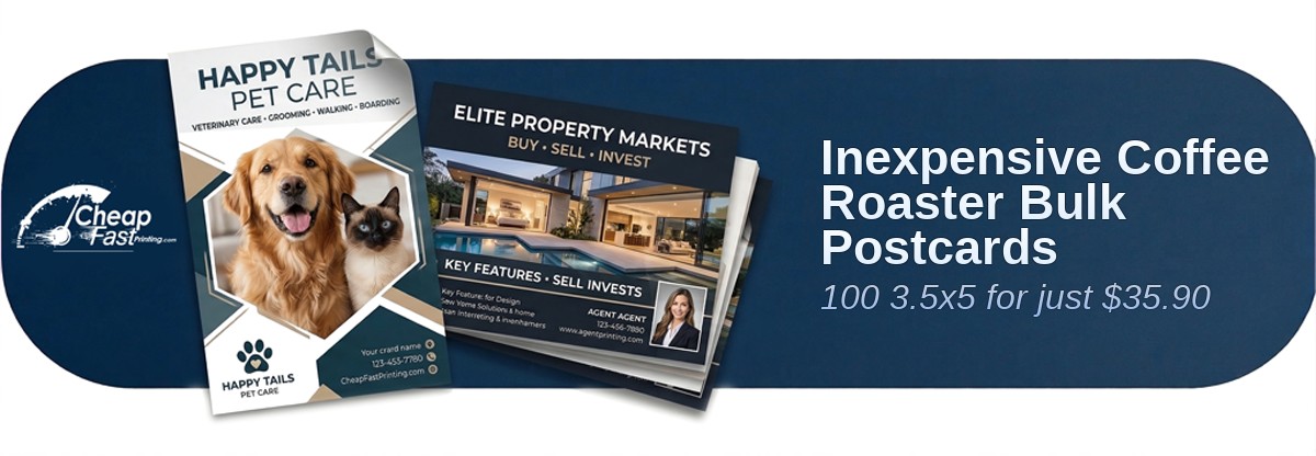 100 Inexpensive 3.5x5 18pt Ultra Premium Pearl Coffee Roaster Bulk Postcards