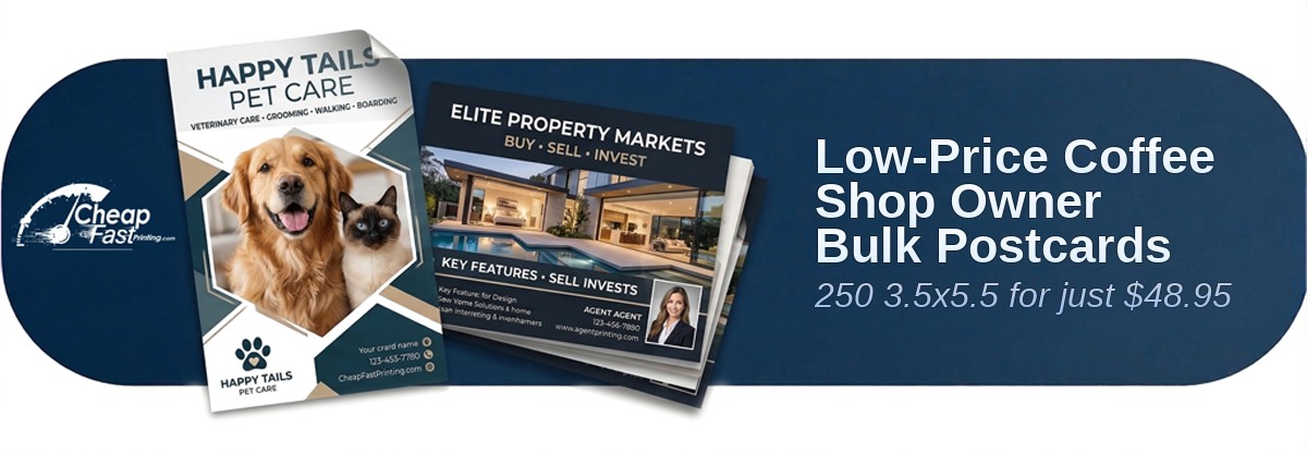 250 Low Price 3.5x5.5 18pt Ultra Premium Smooth White Coffee Shop Owner Bulk Postcards