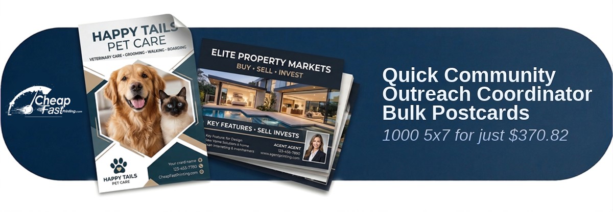 1000 Quick 5x7 38pt Trifecta Black With Velvet Finish Community Outreach Coordinator Bulk Postcards