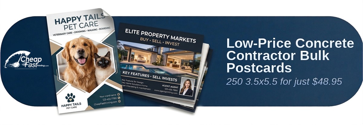 250 Low Price 3.5x5.5 18pt Ultra Premium Smooth White Concrete Contractor Bulk Postcards