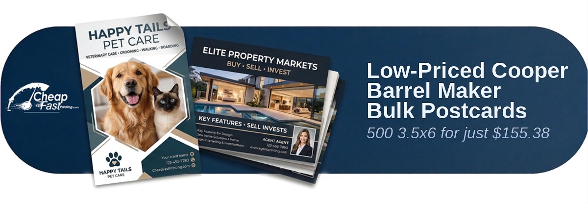 500 Low Priced 3.5x6 24pt Trifecta Green With Velvet Finish Cooper Barrel Maker Bulk Postcards