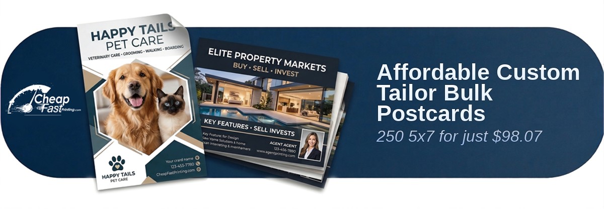 250 Affordable 5x7 18pt Ultra Premium Smooth White Custom Tailor Bulk Postcards