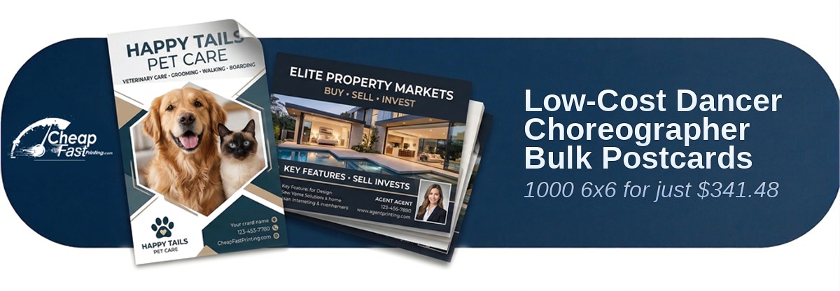 1000 Low Cost 6x6 38pt Trifecta Black With Velvet Finish Dancer Choreographer Bulk Postcards