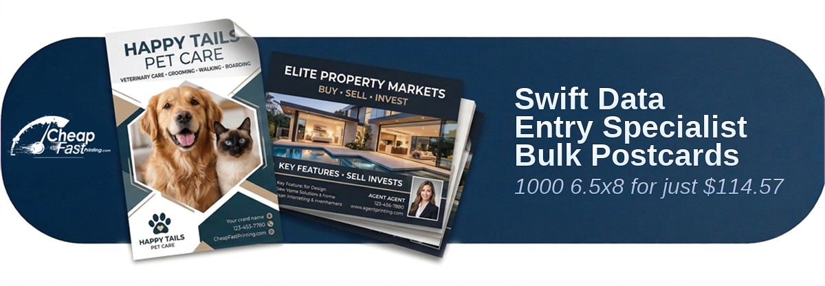 1000 Swift 6.5x8 14pt Uncoated Data Entry Specialist Bulk Postcards