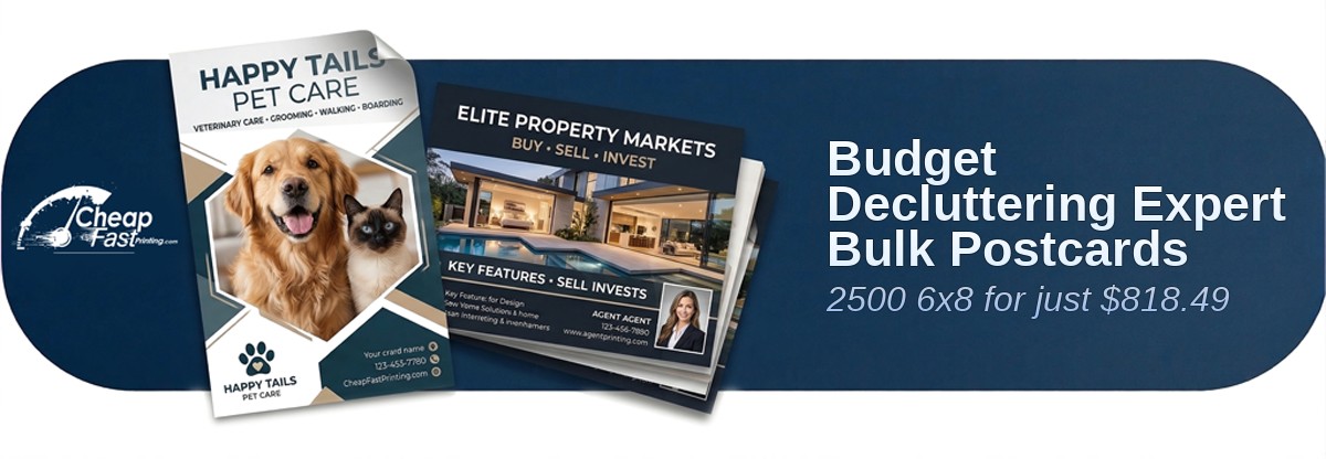 2500 Budget 6x8 38pt Trifecta Blue With Velvet Finish Decluttering Expert Bulk Postcards