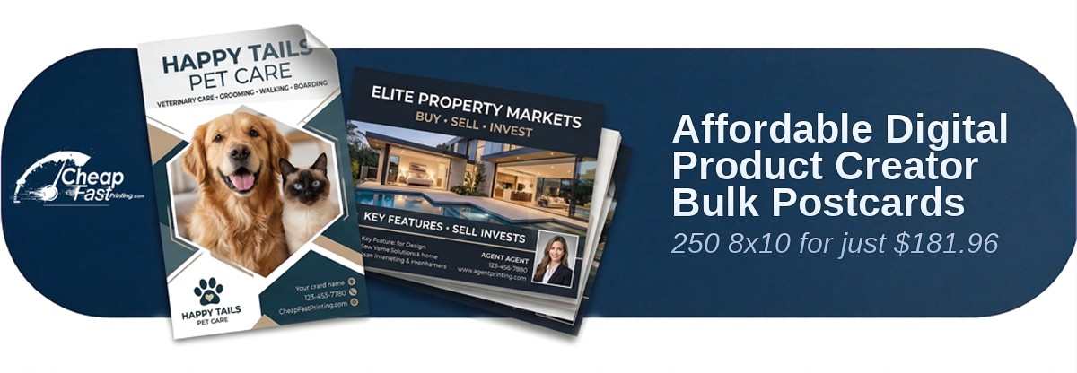 250 Affordable 8x10 18pt Ultra Premium Smooth White Digital Product Creator Bulk Postcards