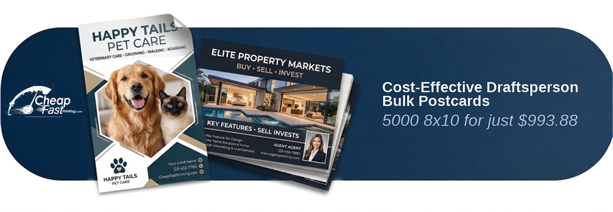 5000 Cost Effective 8x10 18pt Premium Kraft Draftsperson Bulk Postcards