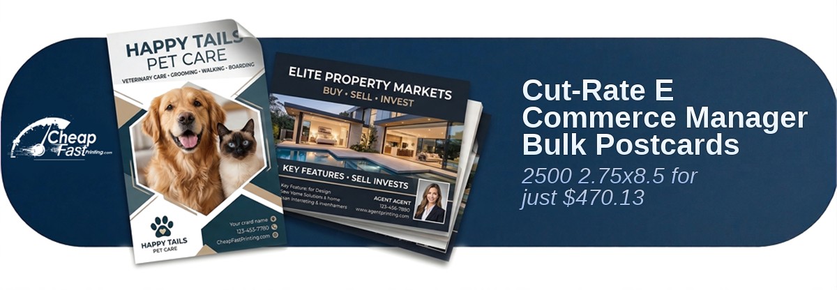 2500 Cut Rate 2.75x8.5 38pt Trifecta Blue With Velvet Finish E Commerce Manager Bulk Postcards