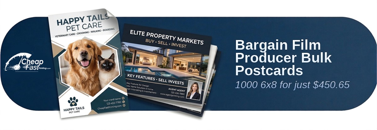 1000 Bargain 6x8 38pt Trifecta Black With Velvet Finish Film Producer Bulk Postcards