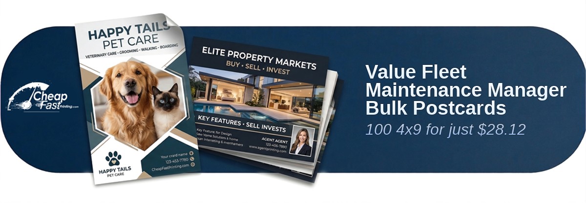 100 Value 4x9 100lb Matte Cover Fleet Maintenance Manager Bulk Postcards