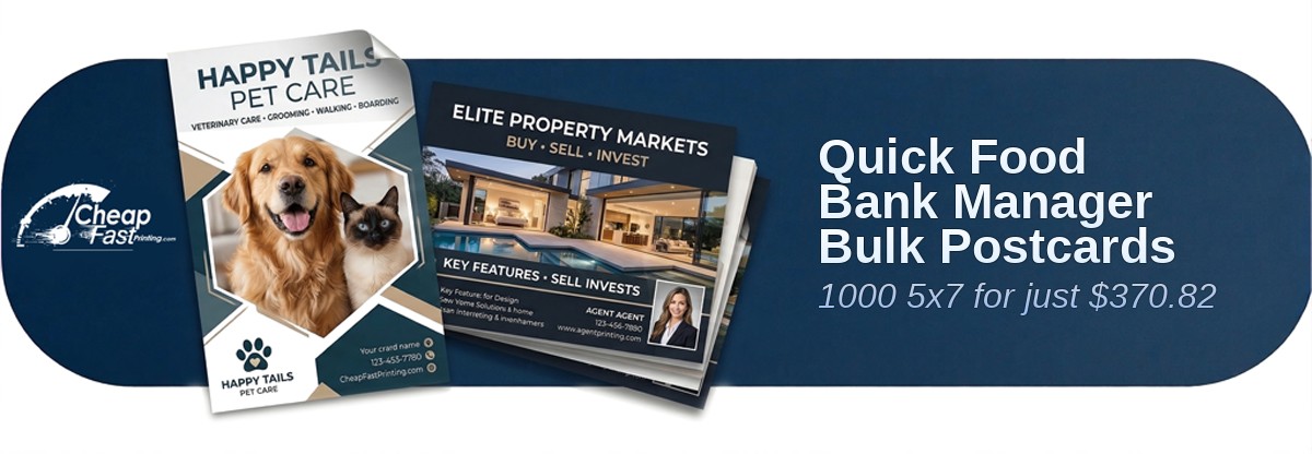 1000 Quick 5x7 38pt Trifecta Black With Velvet Finish Food Bank Manager Bulk Postcards