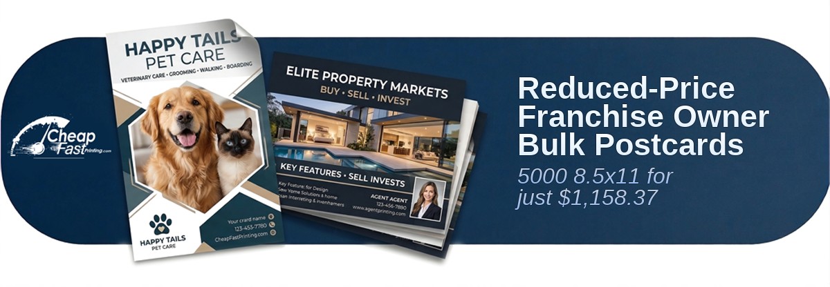 5000 Reduced Price 8.5x11 18pt Premium Kraft Franchise Owner Bulk Postcards