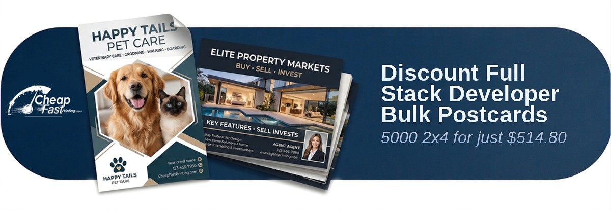 5000 Discount 2x4 38pt Trifecta Red With Velvet Finish Full Stack Developer Bulk Postcards