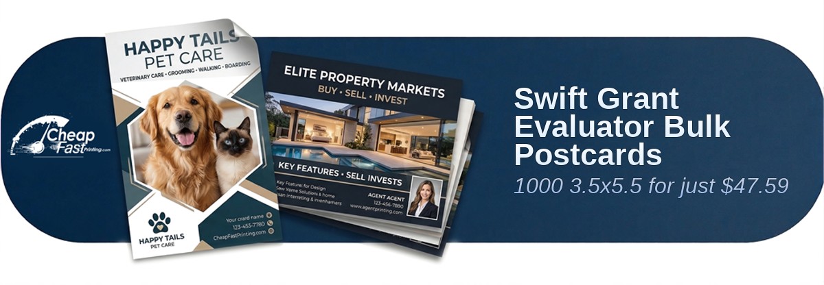 1000 Swift 3.5x5.5 14pt Uncoated Grant Evaluator Bulk Postcards