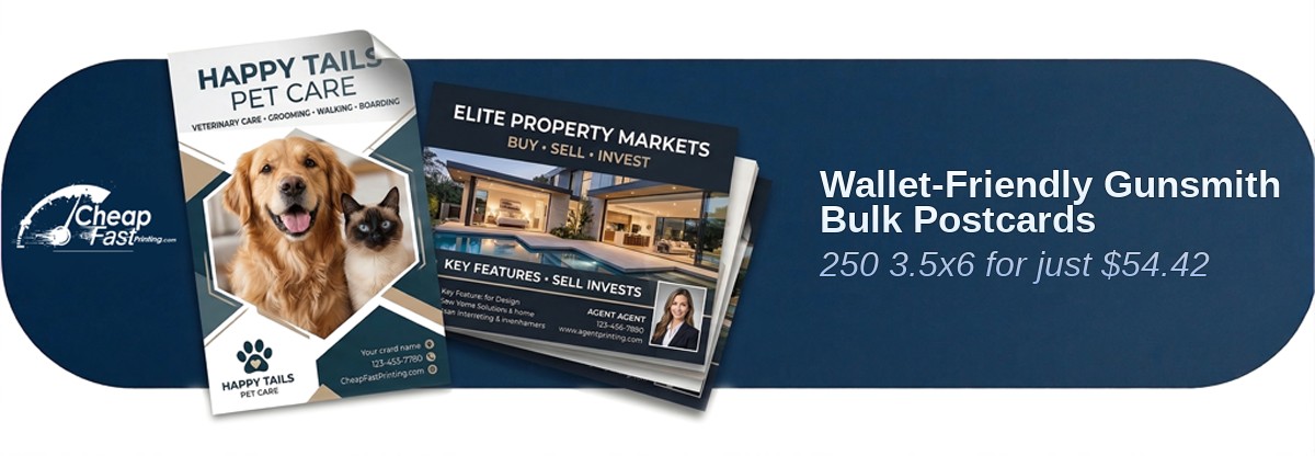 250 Wallet Friendly 3.5x6 18pt Ultra Premium Smooth White Gunsmith Bulk Postcards