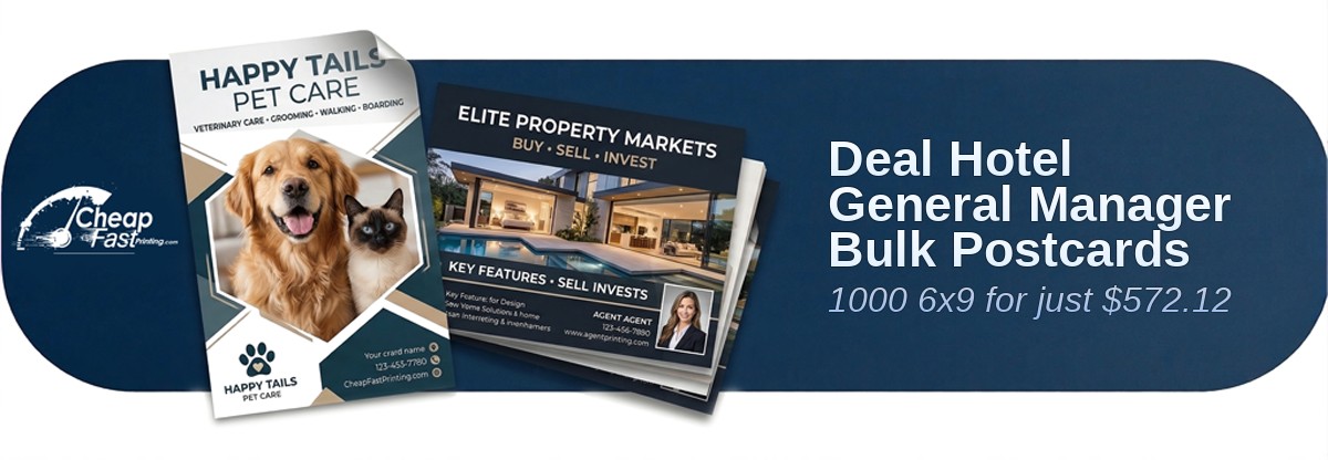 1000 Deal 6x9 38pt Trifecta Black With Velvet Finish Hotel General Manager Bulk Postcards