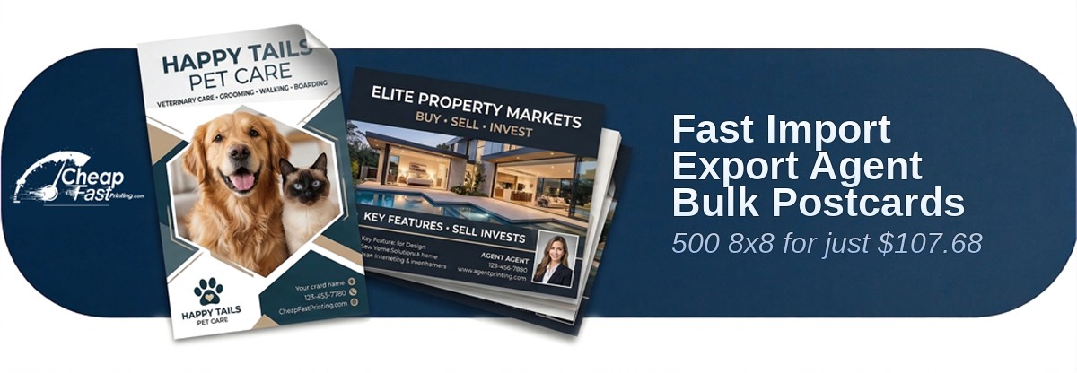 500 Fast 8x8 14pt Gloss Import Export Agent Bulk Postcards