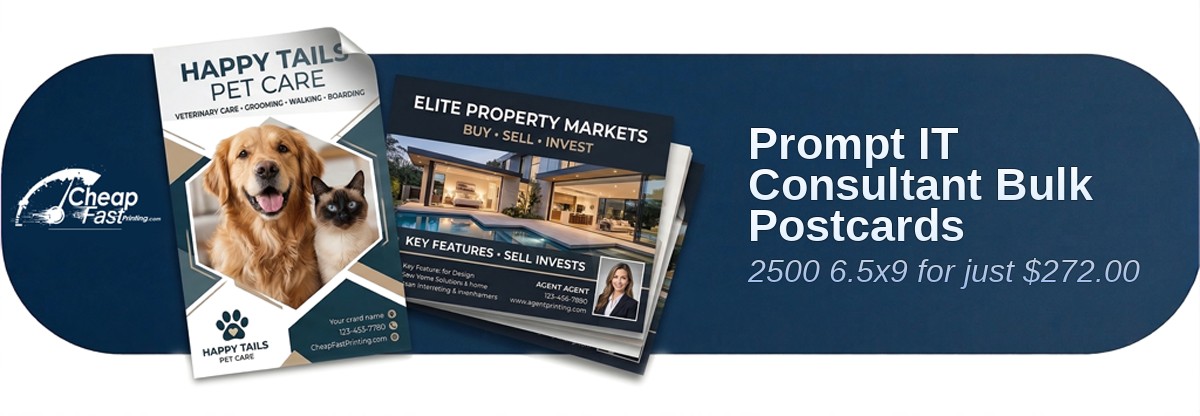 2500 Prompt 6.5x9 16pt Premium Matte It Consultant Bulk Postcards