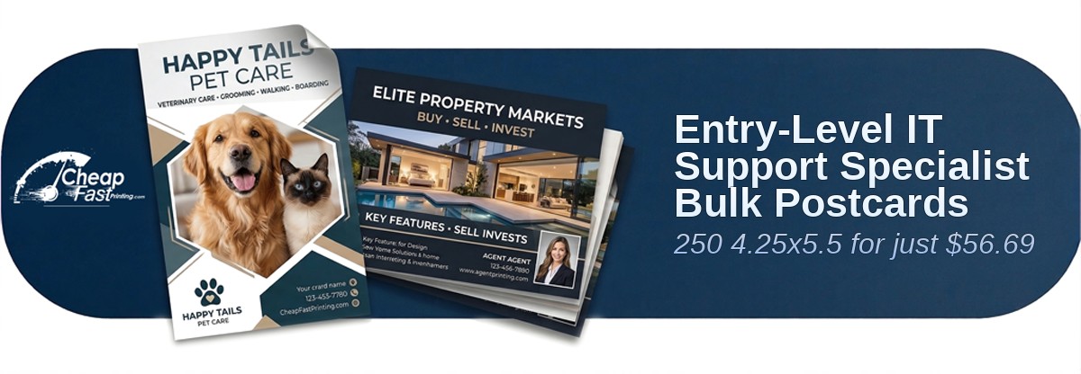 250 Entry Level 4.25x5.5 13pt Premium Linen It Support Specialist Bulk Postcards