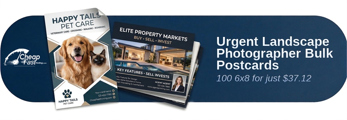 100 Urgent 6x8 100lb Matte Cover Landscape Photographer Bulk Postcards