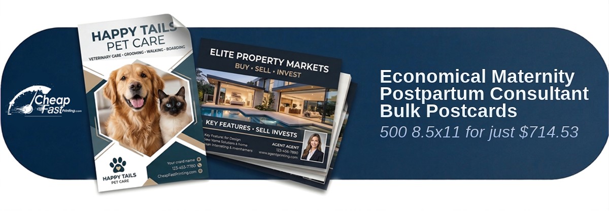 500 Economical 8.5x11 24pt Trifecta Green With Velvet Finish Maternity Postpartum Consultant Bulk Postcards