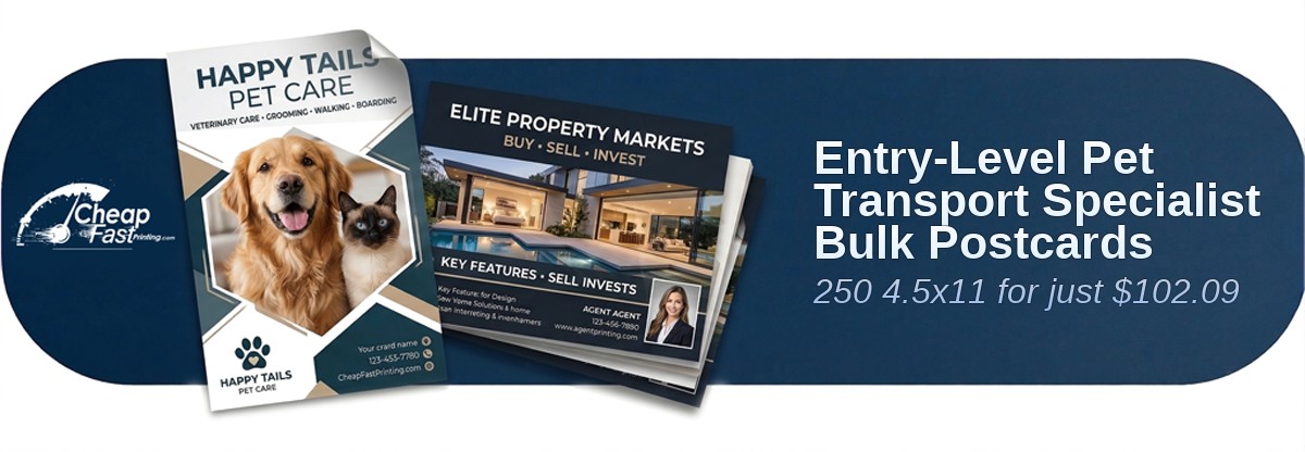 250 Entry Level 4.5x11 13pt Premium Linen Pet Transport Specialist Bulk Postcards