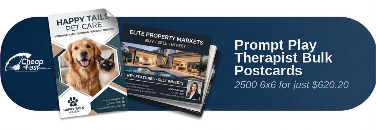 2500 Prompt 6x6 38pt Trifecta Blue With Velvet Finish Play Therapist Bulk Postcards