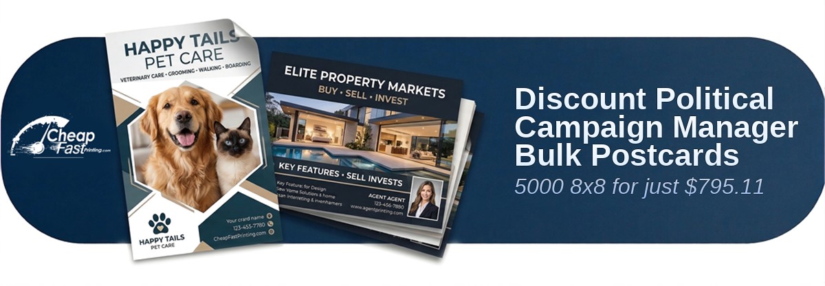 5000 Discount 8x8 18pt Premium Kraft Political Campaign Manager Bulk Postcards