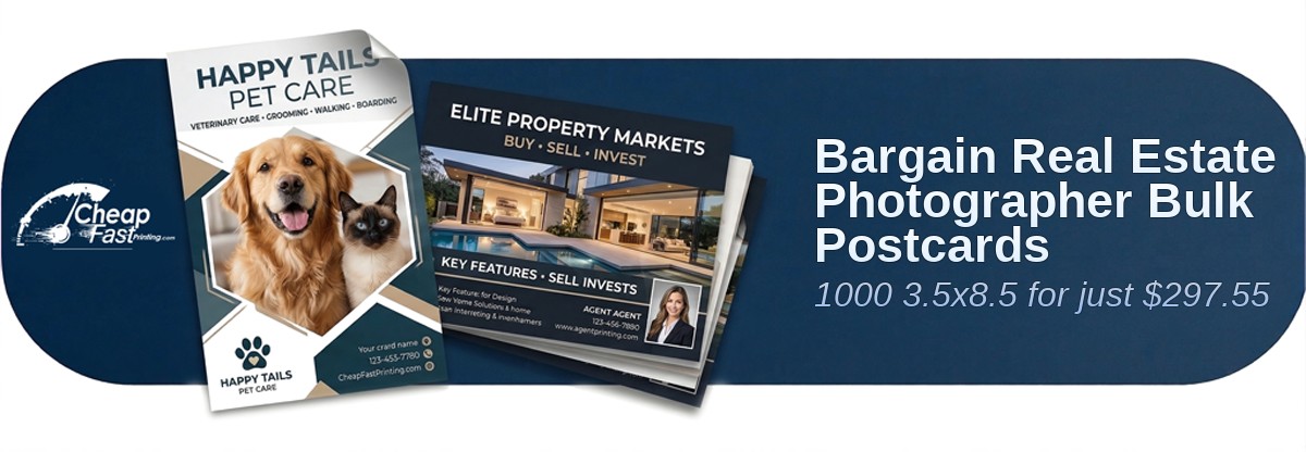 1000 Bargain 3.5x8.5 38pt Trifecta Black With Velvet Finish Real Estate Photographer Bulk Postcards